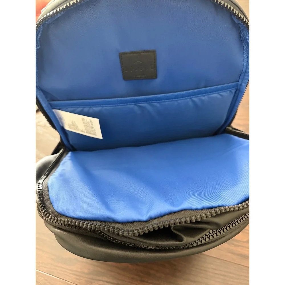 Jordan MVP Backpack Black Blue Chenille Patches Faux Leather Bag MA0899-023